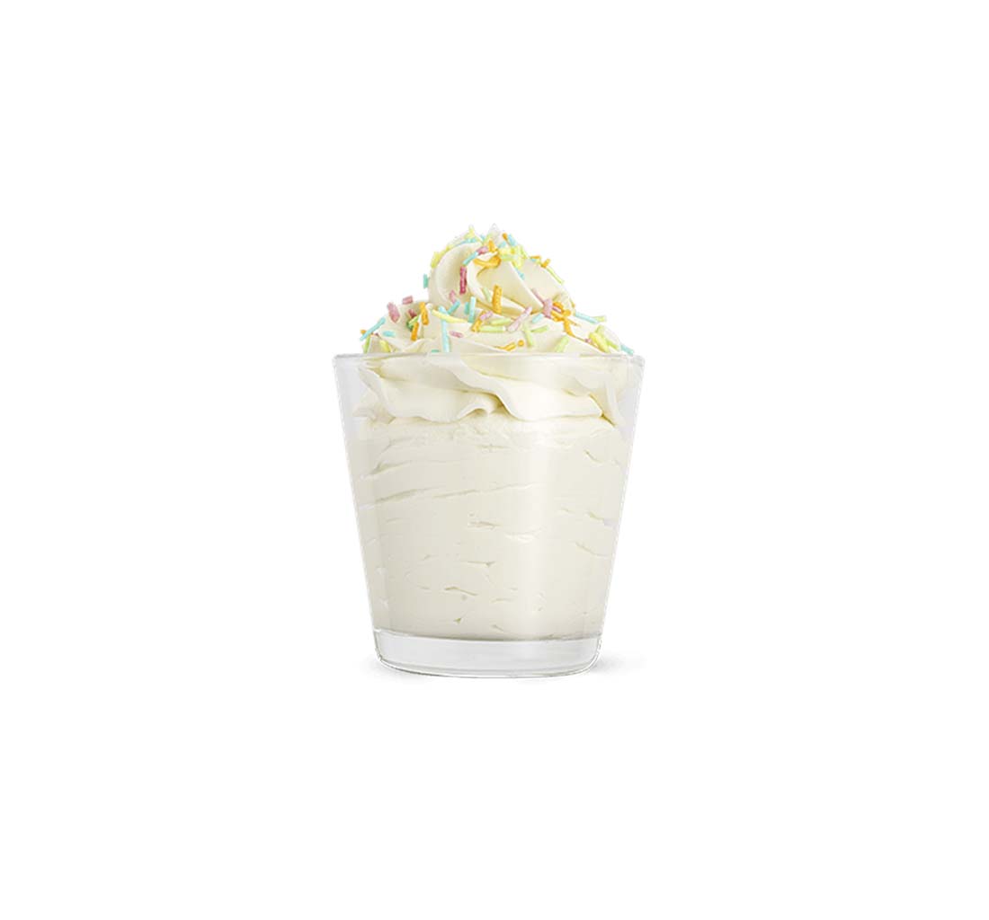 Glassbägare med tutti frutti-strössel
